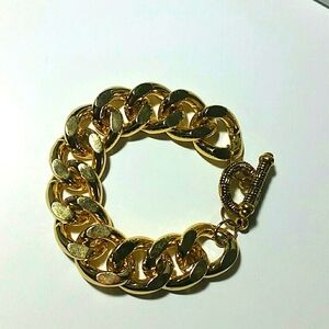 Gold Curb Chain Bracelet 20mm Toggle Clasp Luxury Statement Celebrity Mobwife
